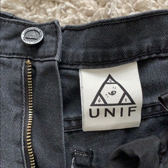 UNIF Black high waisted ripped black jean shorts - Picture 3 of 3